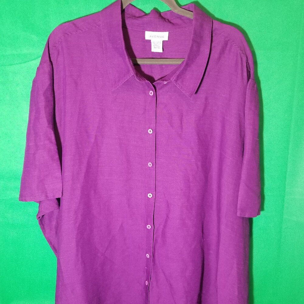Avenue Womens Size 30/32 Button Up Shirt Linen Summer Classic Light Comfy Beach
